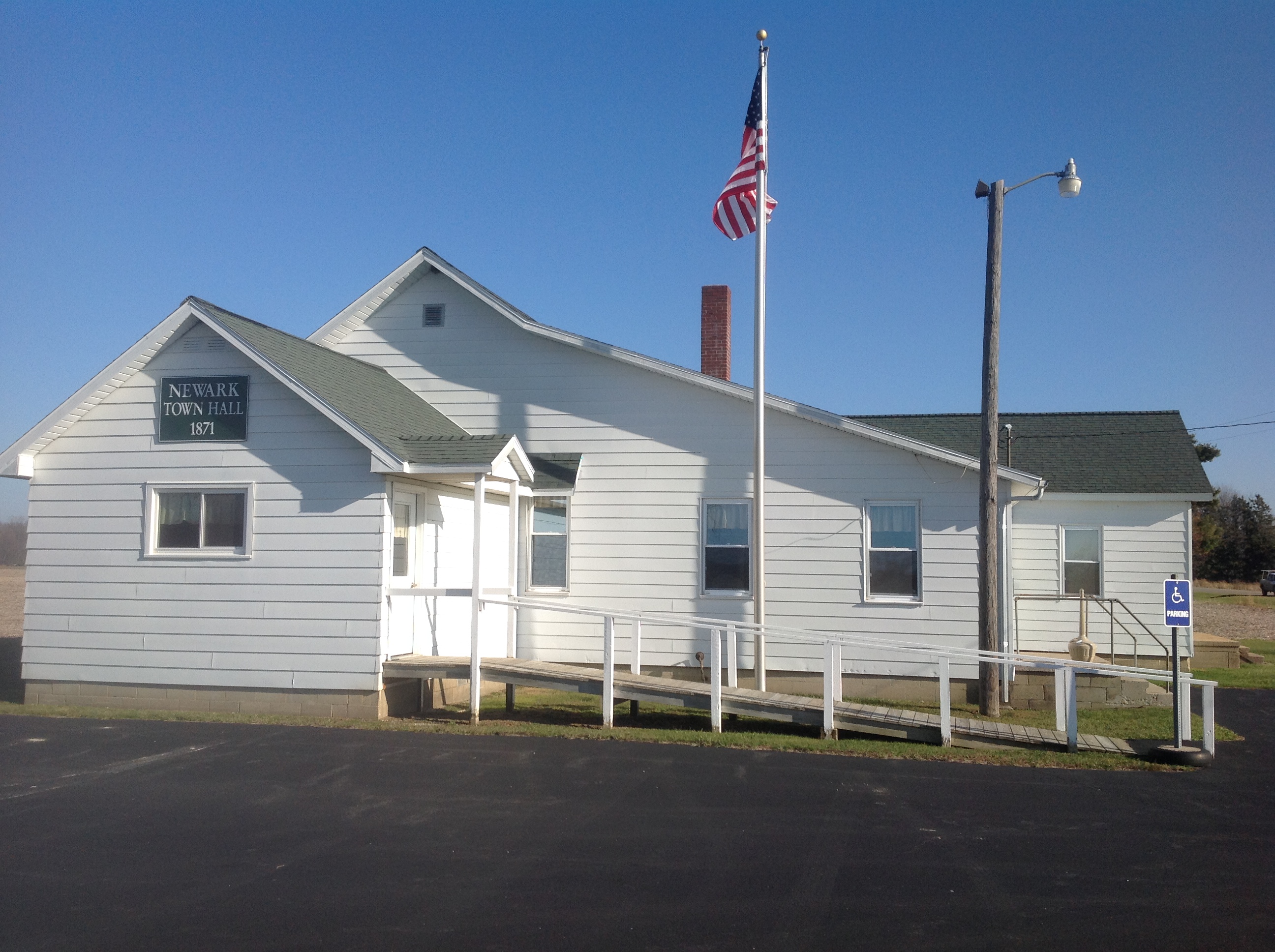 Newark Township Hall sideview of building